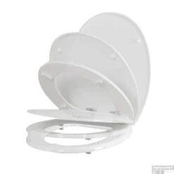 Toiletzitting Allibert Sunshine Geperst Hout 36,8x6,1x44 Cm Soft-Close Wit