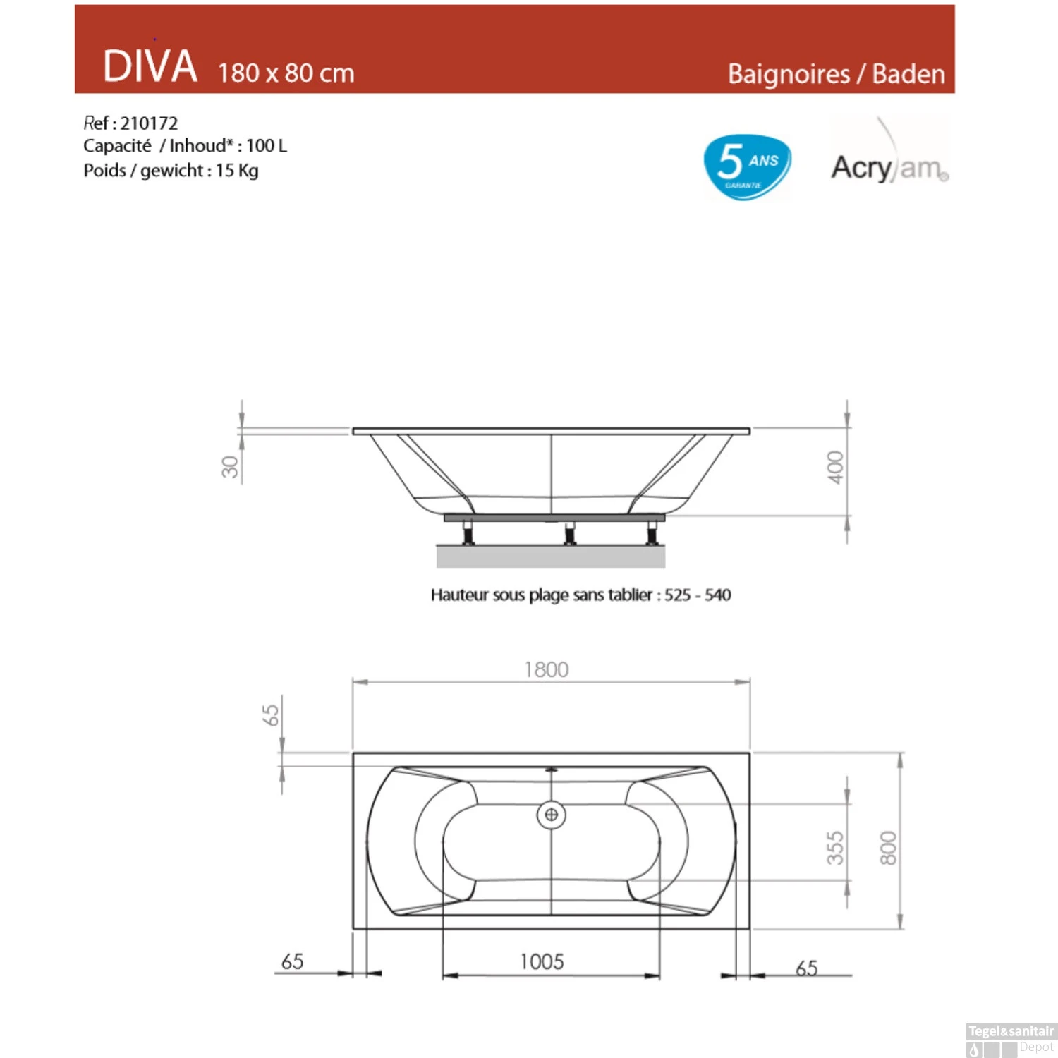 Badmantel Allibert Diva 80x180x0,2 Cm 2 Badmantel Allibert Diva 80x180x0,2 Cm - Afbeelding 2