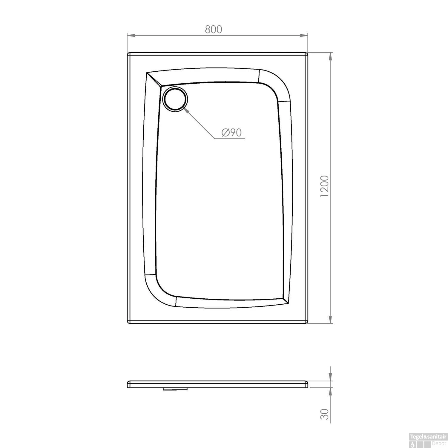 Douchebak Allibert Mooneo Rechthoek Inbouw Bioplax 120x80 Cm Wit 2 Douchebak Allibert Mooneo Rechthoek Inbouw Bioplax 120x80 Cm Wit - Afbeelding 2
