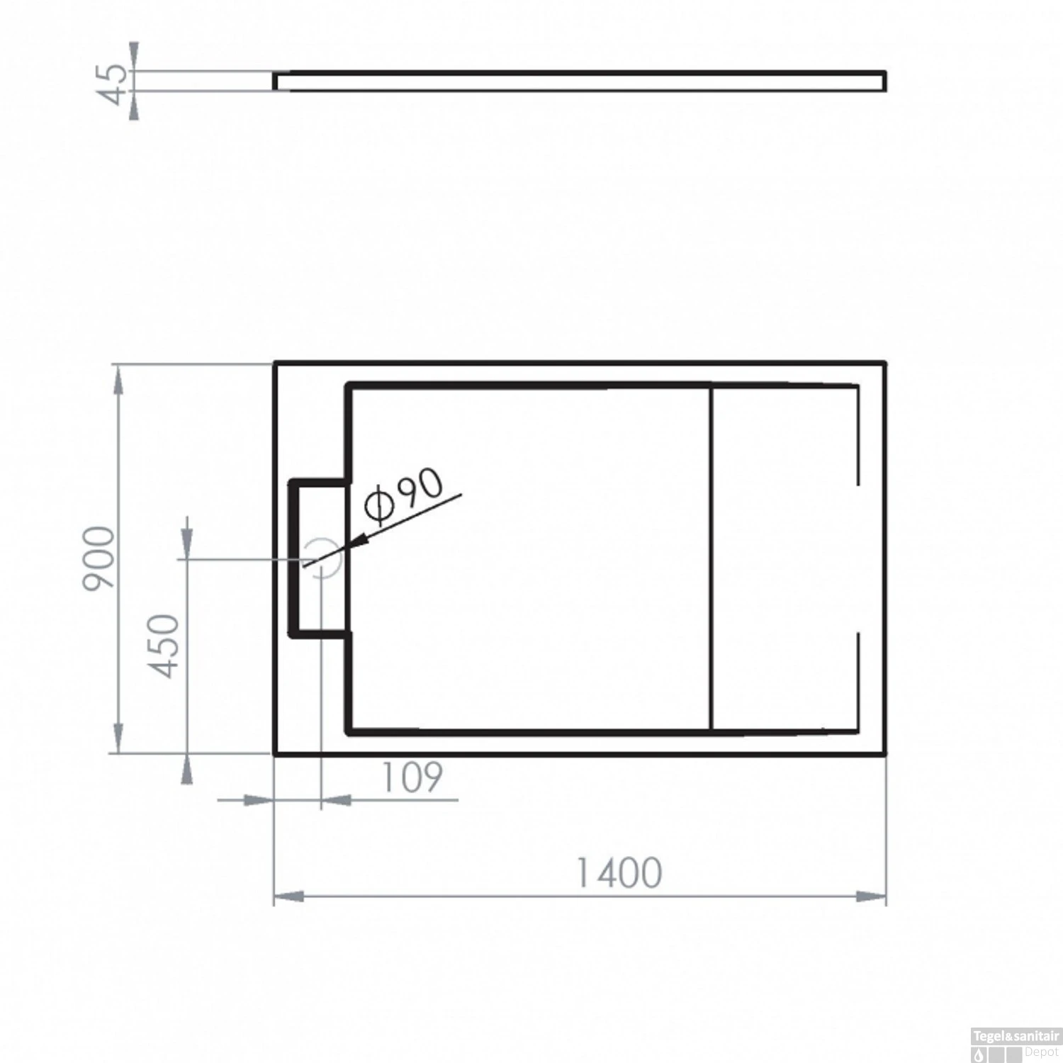 Douchebak Allibert Puretex Rechthoekig 140x90x4,5 Cm Glanzend Wit (afvoer Optioneel) 2 Douchebak Allibert Puretex Rechthoekig 140x90x4,5 Cm Glanzend Wit (afvoer Optioneel) - Afbeelding 2
