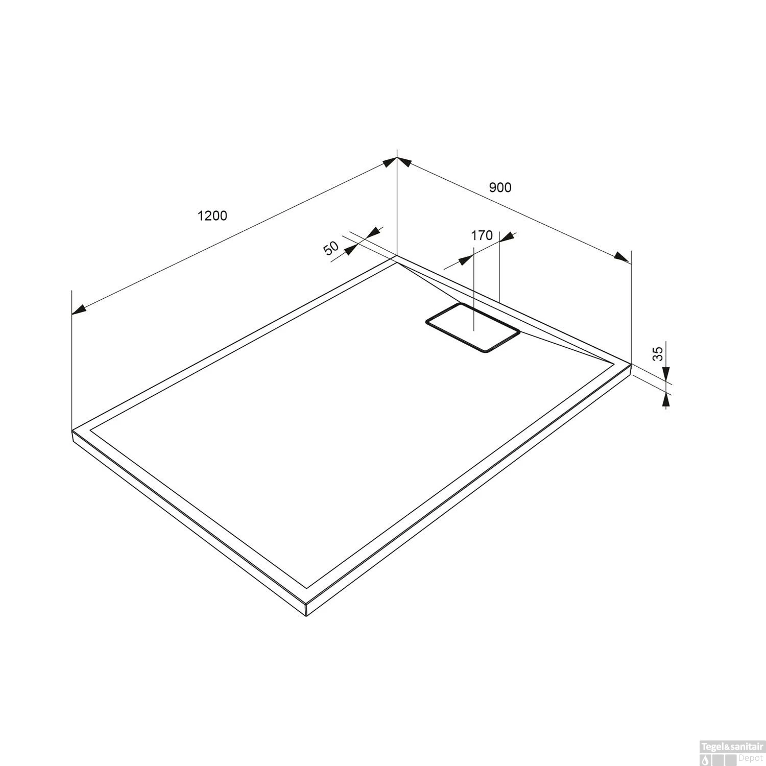 Douchebak Allibert Terreno Rechthoek Inbouw Polybeton 120x90 Cm Bazalt Zwart 4 Douchebak Allibert Terreno Rechthoek Inbouw Polybeton 120x90 Cm Bazalt Zwart - Afbeelding 4