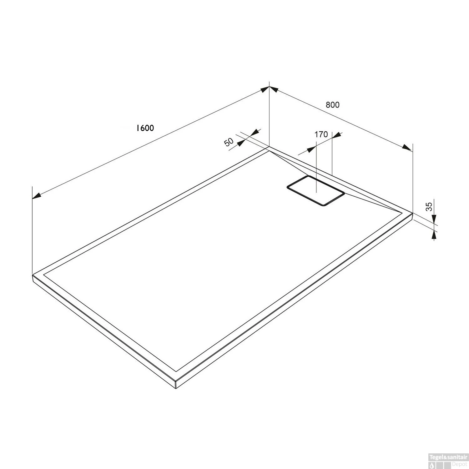 Douchebak Allibert Terreno Rechthoek Inbouw Polybeton 160x80 Cm Vuursteen Grijs 2 Douchebak Allibert Terreno Rechthoek Inbouw Polybeton 160x80 Cm Vuursteen Grijs - Afbeelding 2
