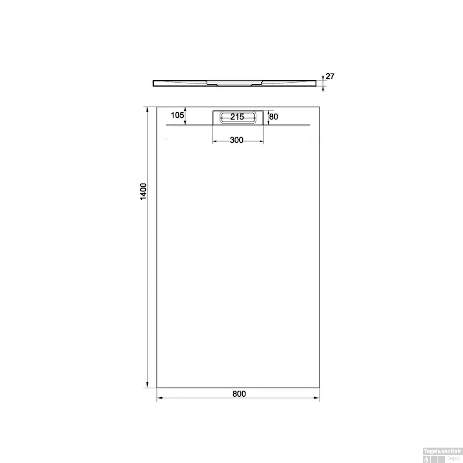 Douchebak + Sifon Allibert Rectangle 140x80 Cm Mat Rood Terracotta 2 Douchebak + Sifon Allibert Rectangle 140x80 Cm Mat Rood Terracotta - Afbeelding 2
