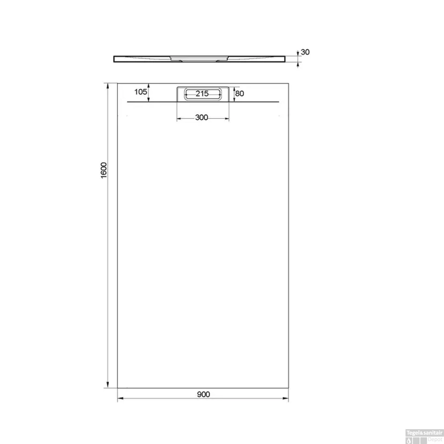 Douchebak + Sifon Allibert Rectangle 160x90 Cm Satijn Koper Oranje - Afbeelding 2