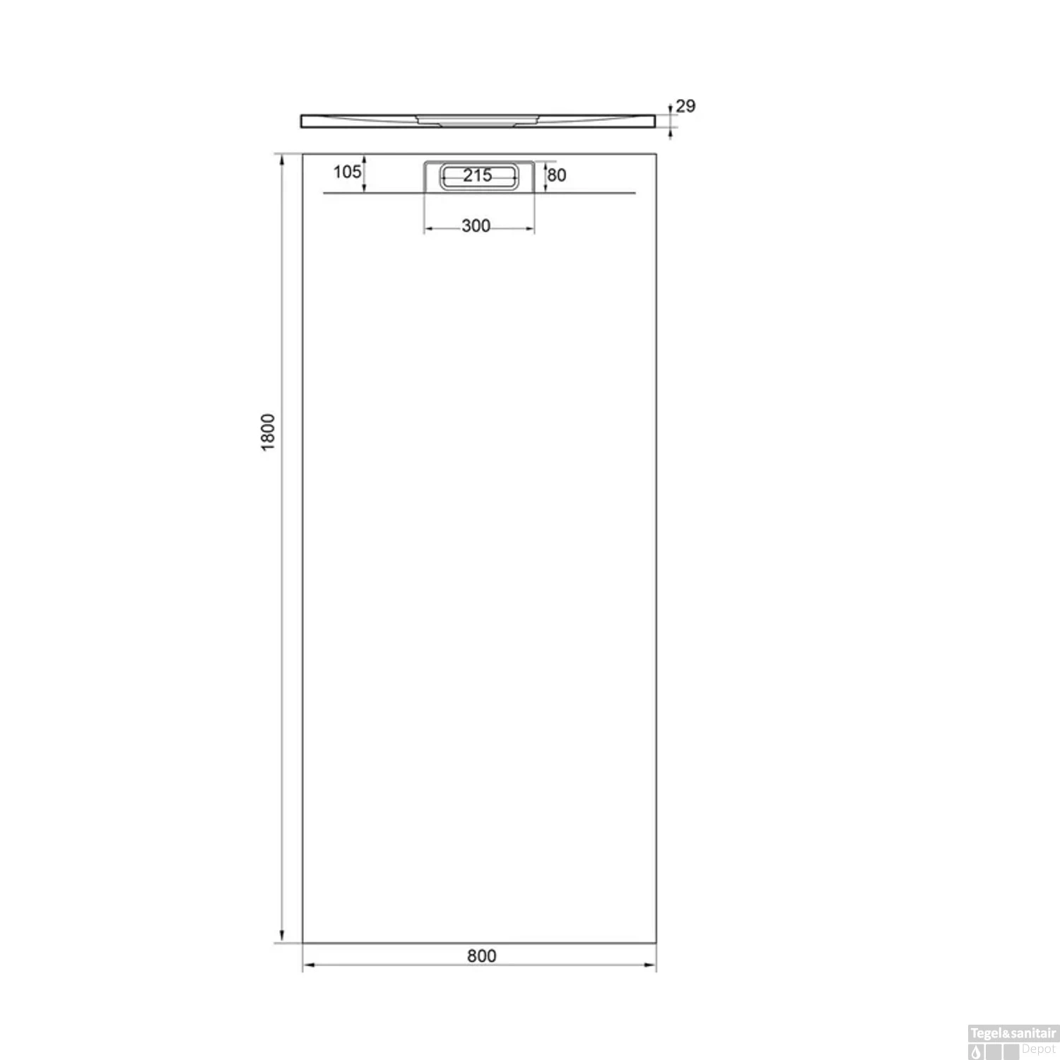 Douchebak + Sifon Allibert Rectangle 180x80 Cm Mat Wit 2 Douchebak + Sifon Allibert Rectangle 180x80 Cm Mat Wit - Afbeelding 2