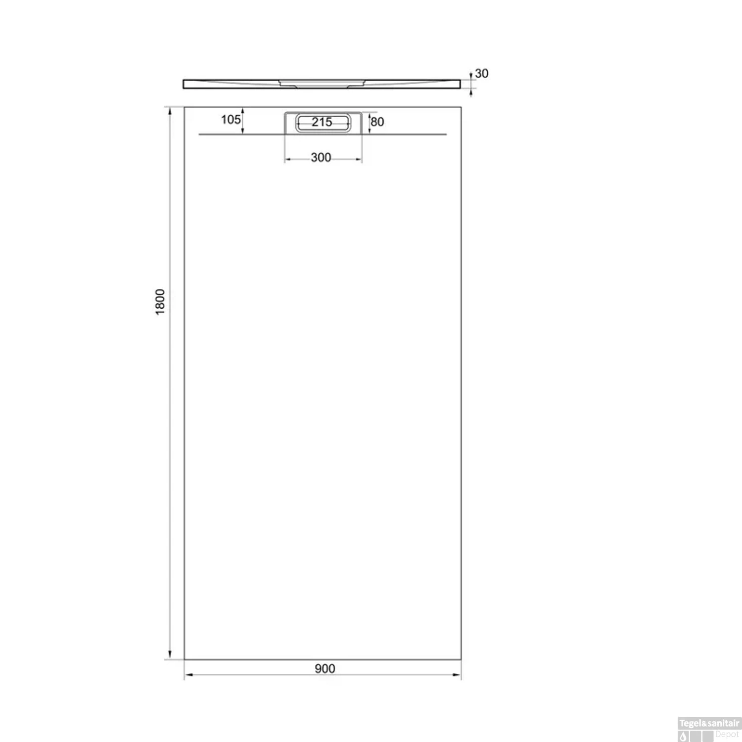Douchebak + Sifon Allibert Rectangle 180x90 Cm Eucalyptus Groen - Afbeelding 2