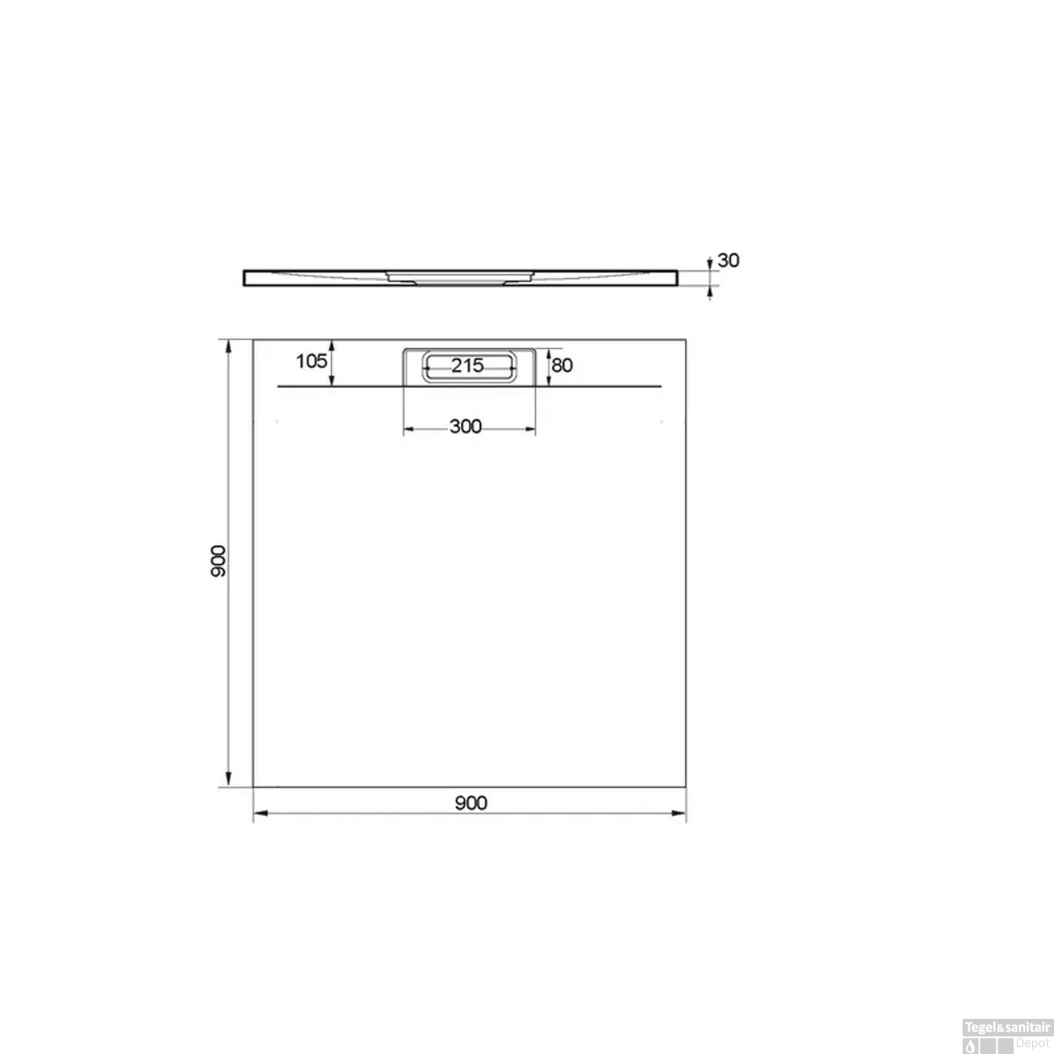 Douchebak + Sifon Vierkant Allibert Luna Carre Satijn Koper Oranje 2 Douchebak + Sifon Vierkant Allibert Luna Carre Satijn Koper Oranje - Afbeelding 2
