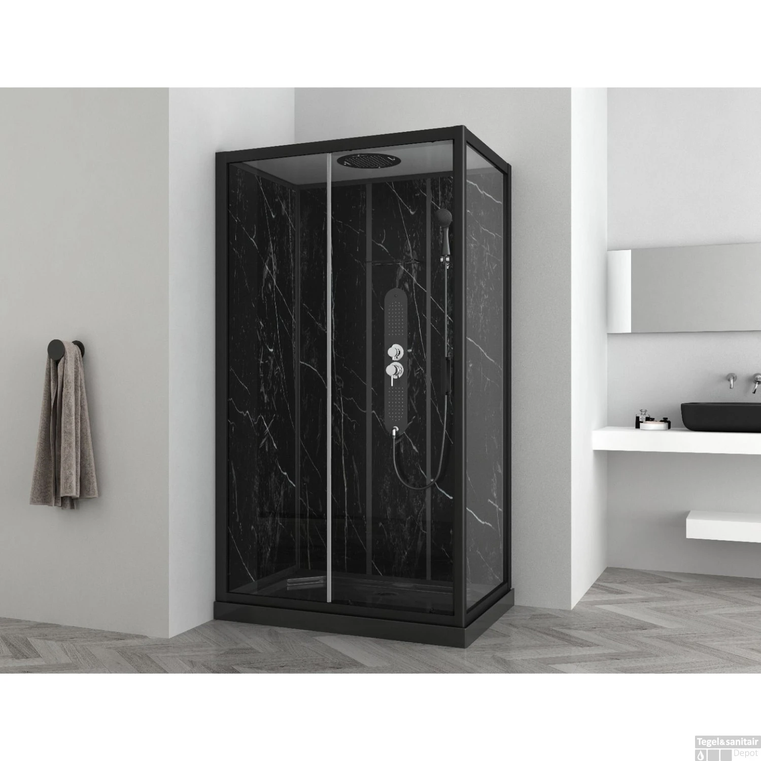 Douchecabine Allibert Alep Hoekmodel 120x80x225 Cm Rechthoek Frontale Instap Met Schuifdeur 2 Douchecabine Allibert Alep Hoekmodel 120x80x225 Cm Rechthoek Frontale Instap Met Schuifdeur - Afbeelding 2