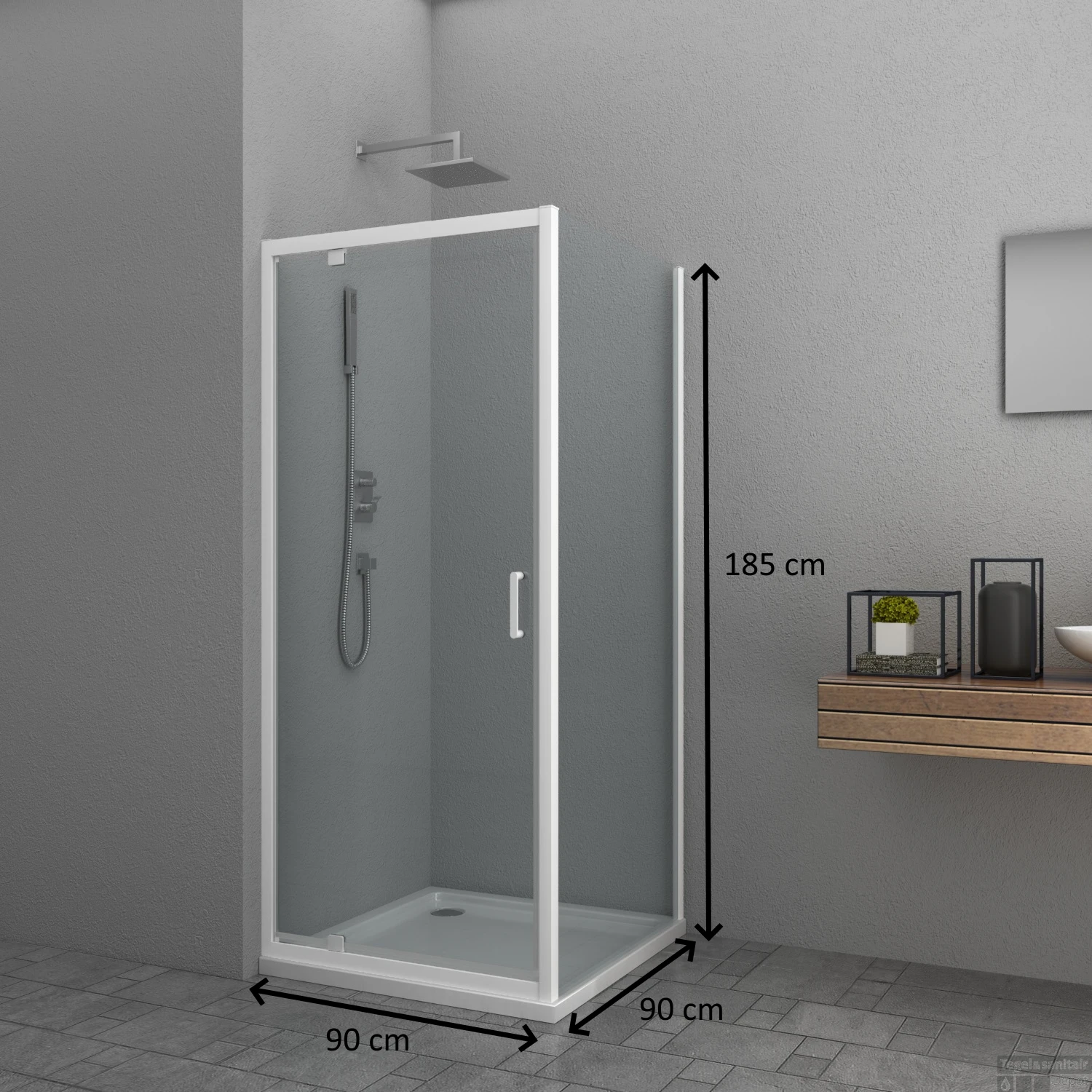 Douchecabine Allibert Happy 90x90x185 Cm 4mm Helder Glas Wit 2 Douchecabine Allibert Happy 90x90x185 Cm 4mm Helder Glas Wit - Afbeelding 2