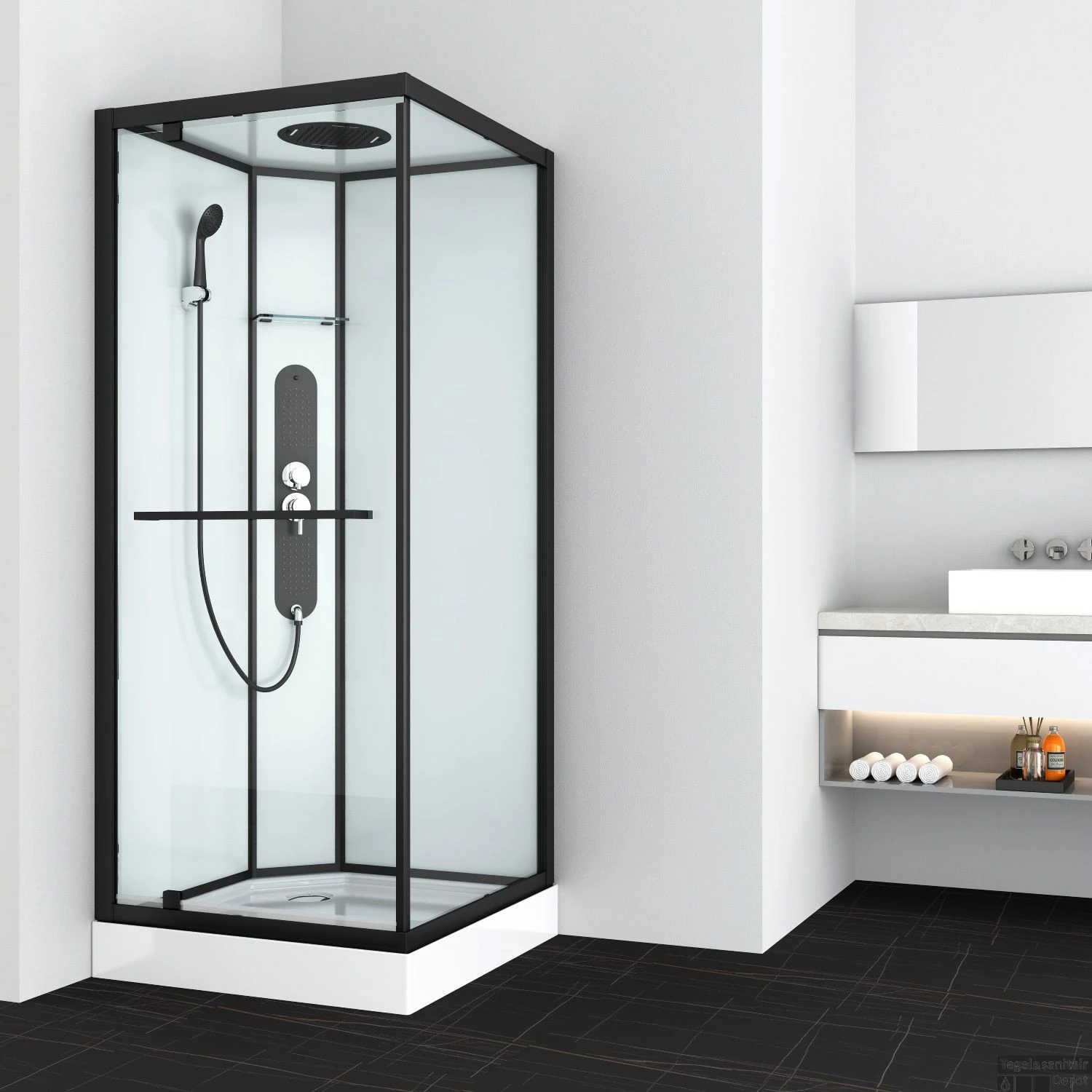 Douchecabine Allibert La Paz Vierkant Inclusief Douchekop En Handdouche Zwaaideur 90x90 Cm 2 Douchecabine Allibert La Paz Vierkant Inclusief Douchekop En Handdouche Zwaaideur 90x90 Cm - Afbeelding 2