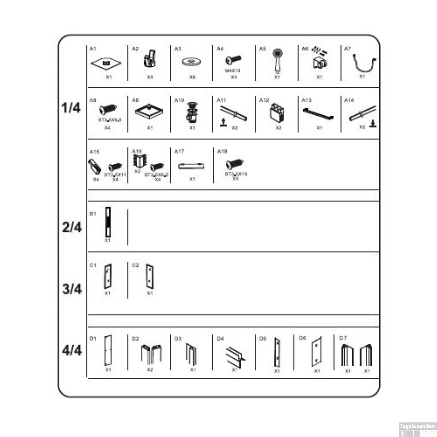 Douchecabine Allibert La Paz Vierkant Inclusief Douchekop En Handdouche Zwaaideur 90x90 Cm 4 Douchecabine Allibert La Paz Vierkant Inclusief Douchekop En Handdouche Zwaaideur 90x90 Cm - Afbeelding 4