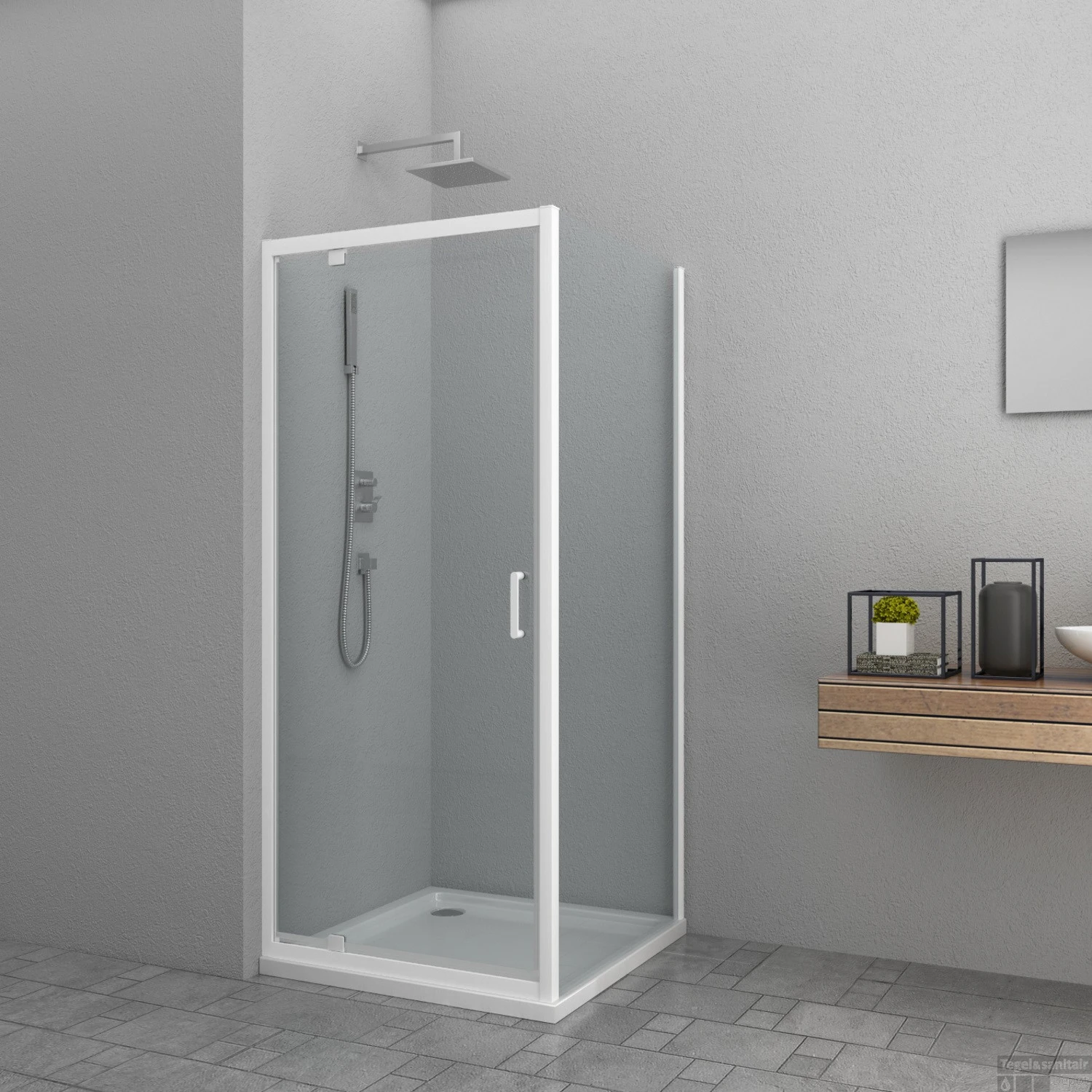 Douchecabine Allibert Loft-Game 90x90x200 Cm 8mm Gelakt Aluminium Industrieel Wit Transparant 1 Douchecabine Allibert Loft-Game 90x90x200 Cm 8mm Gelakt Aluminium Industrieel Wit Transparant