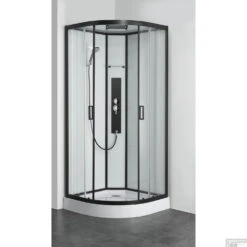 Douchecabine Allibert Uyuni 225x90x90 Cm Kwartrond Mat Zwart Schuifdeuren 4mm Helder Glas