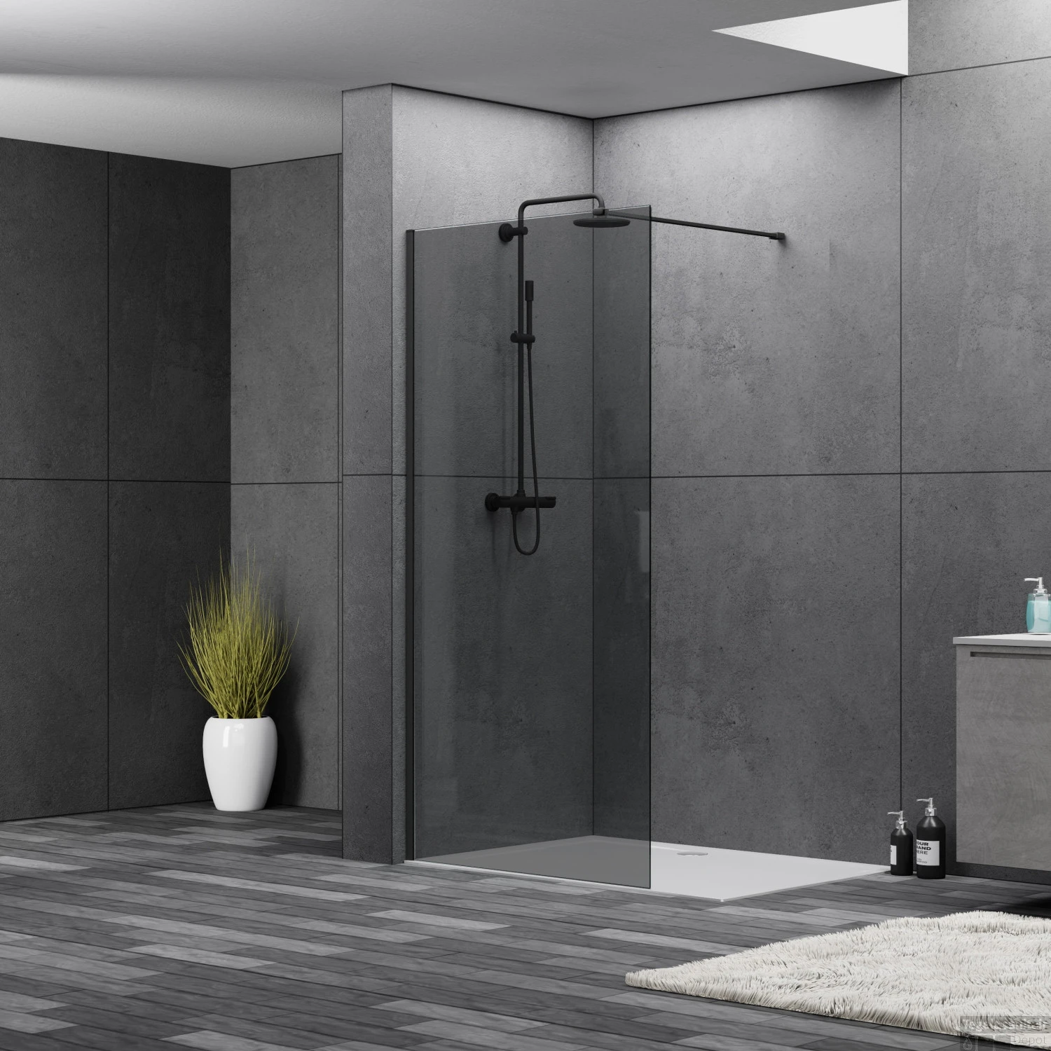 Inloopdouche Allibert Colors 117-120x200 Cm Zwart