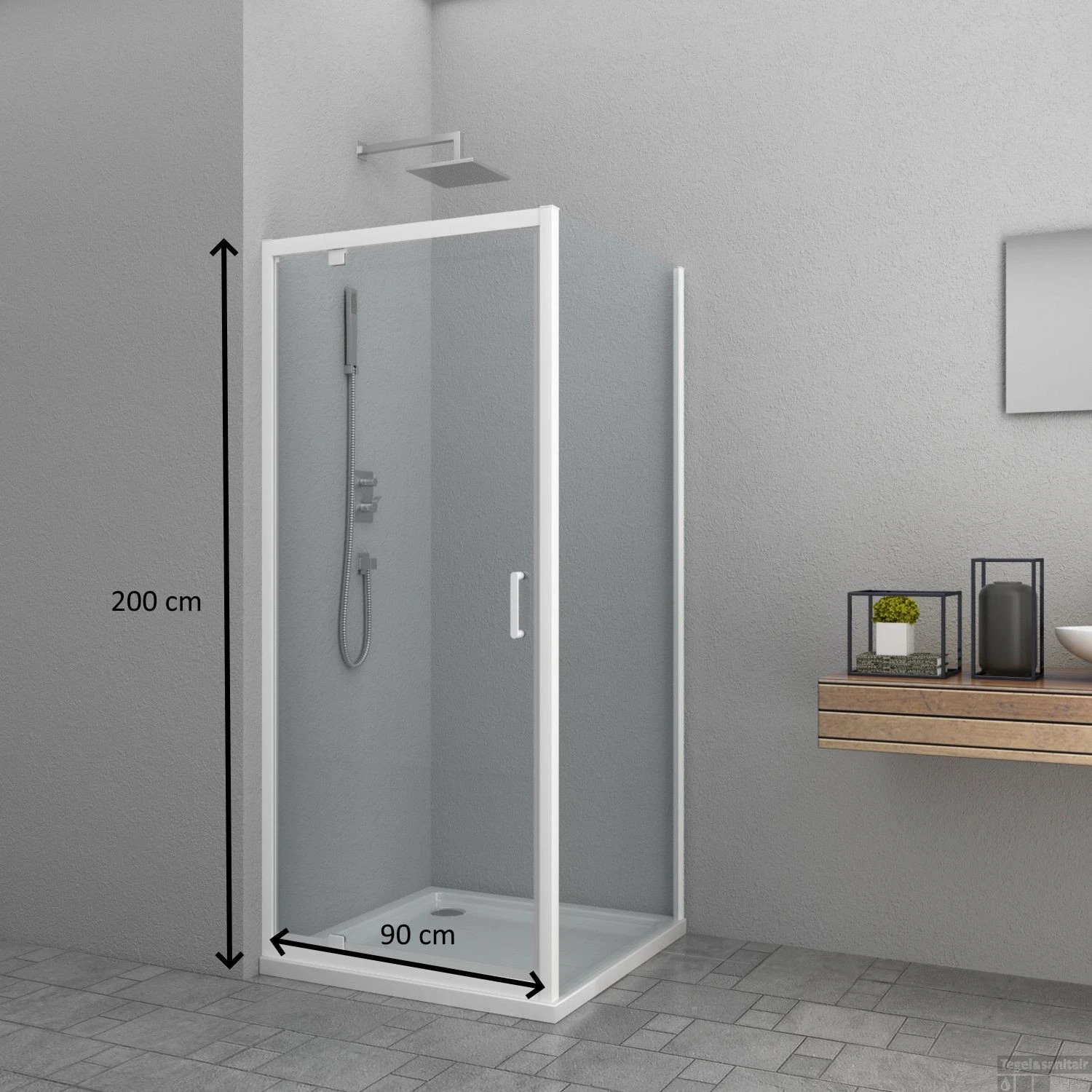 Douchecabine Allibert Loft-Game 90x90x200 Cm 8mm Gelakt Aluminium Industrieel Wit Transparant 2 Douchecabine Allibert Loft-Game 90x90x200 Cm 8mm Gelakt Aluminium Industrieel Wit Transparant - Afbeelding 2