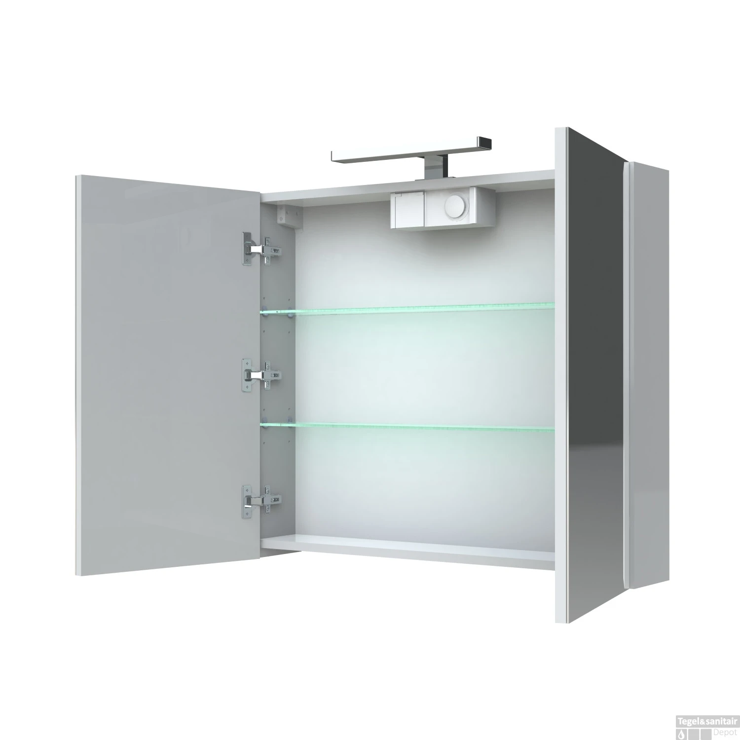 Spiegelkast Allibert Juno LED Verlichting 80x75.2x16cm Softclose Deuren Glans Wit 1 Spiegelkast Allibert Juno LED Verlichting 80x75.2x16cm Softclose Deuren Glans Wit