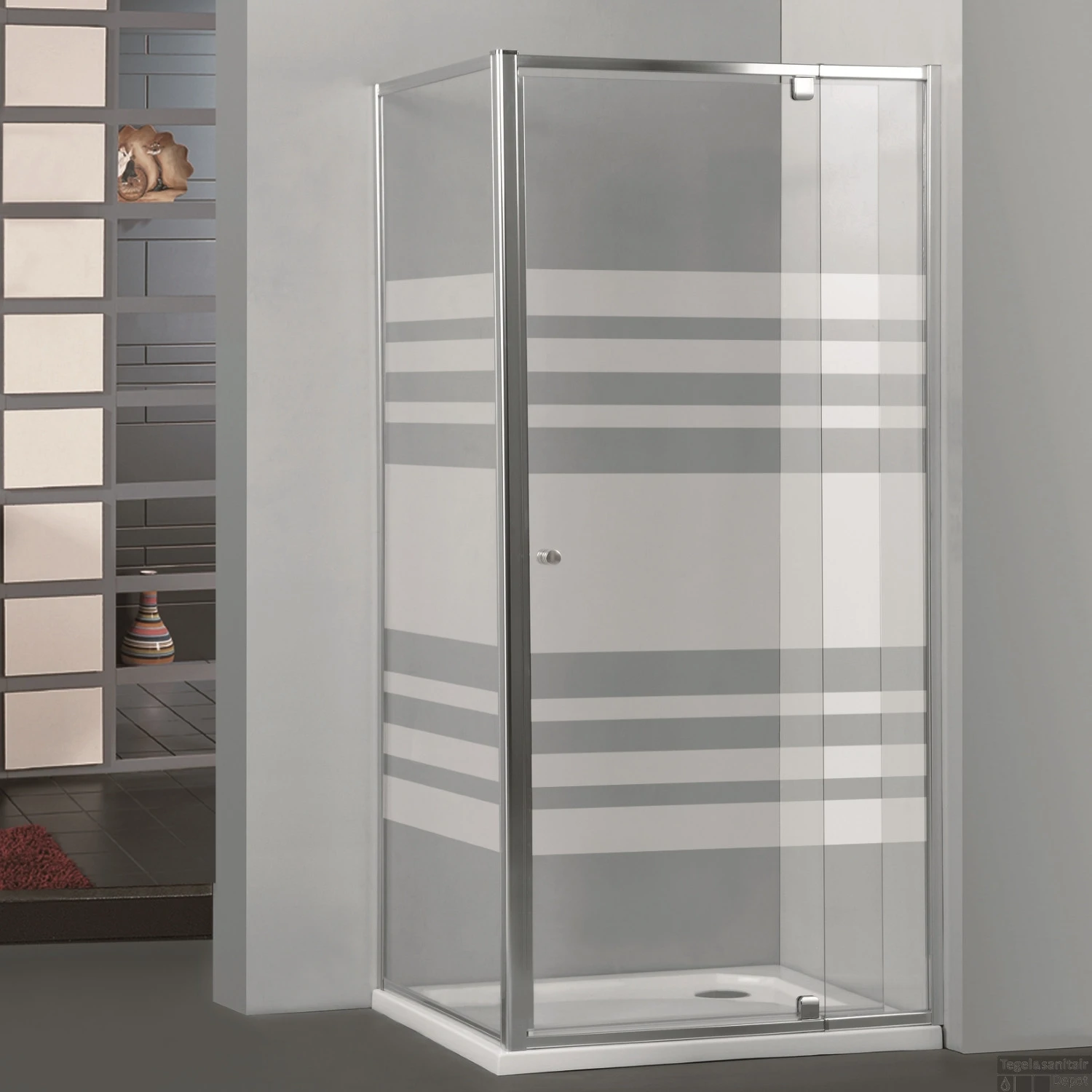 Zijwand Allibert Priva Vaste Wand 80x190cm Horizontale Lijnen 6mm Antikalk - Afbeelding 2